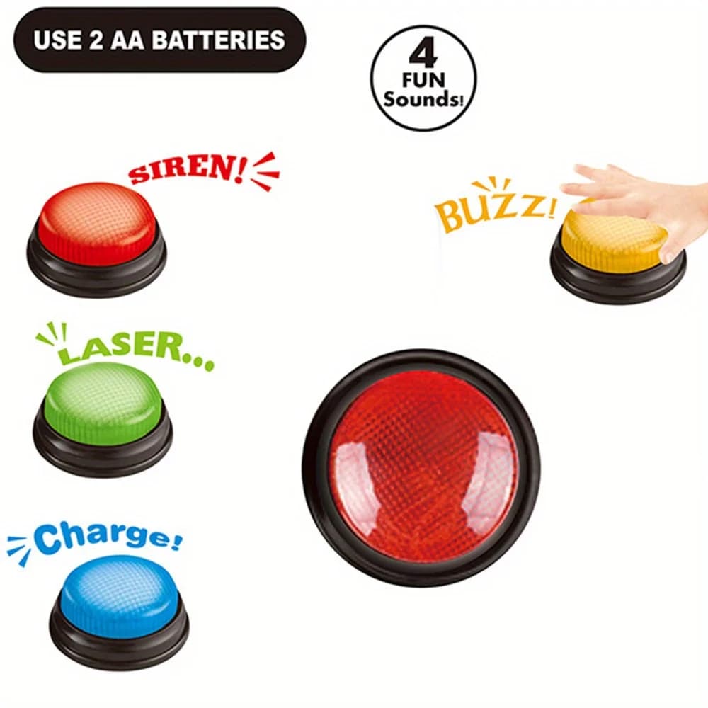 4 pçs luzes e sons zumbador brinquedo, festa criativa jogo mostrar e sala de aula, família, acessórios, meia stuffers para crianças