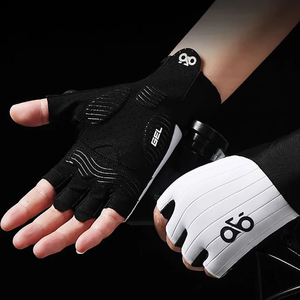 Gtubike verão luvas de ciclismo meio dedo tecido aerodinâmico listrado luvas esportivas de bicicleta absorção de choque luvas de bicicleta de estrada mtb