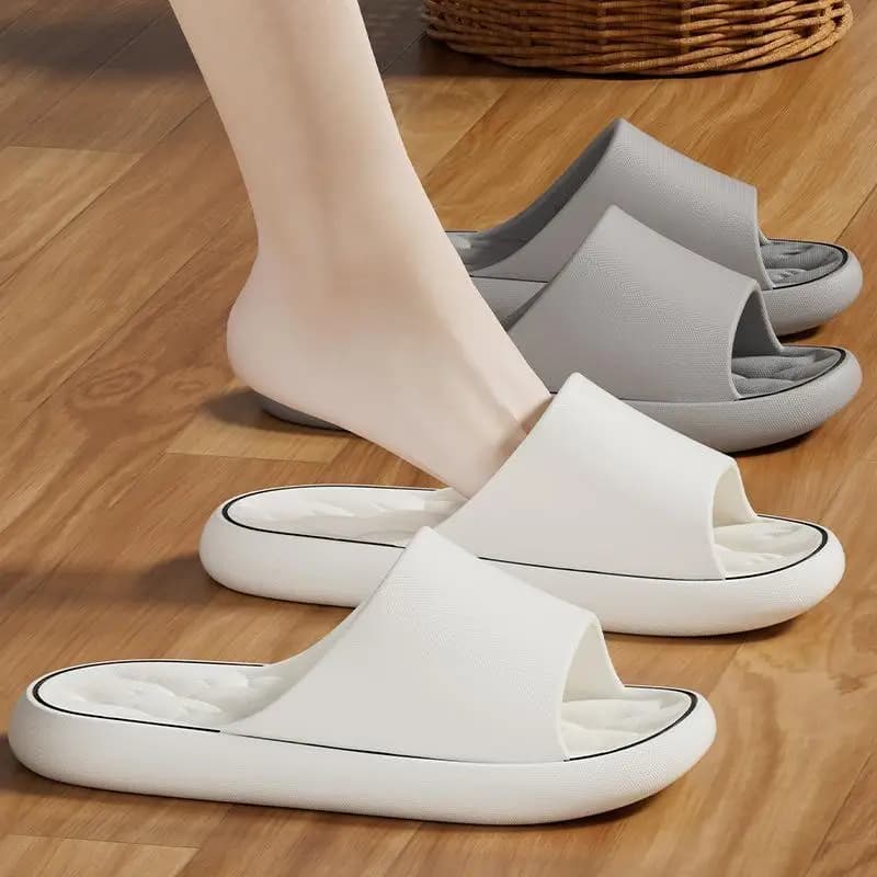 Chinelos com padrão de linha para casal – Slides internos antiderrapantes de verão, sapatos de casa macios de EVA, sandálias de banheiro dele e dela de secagem rápida