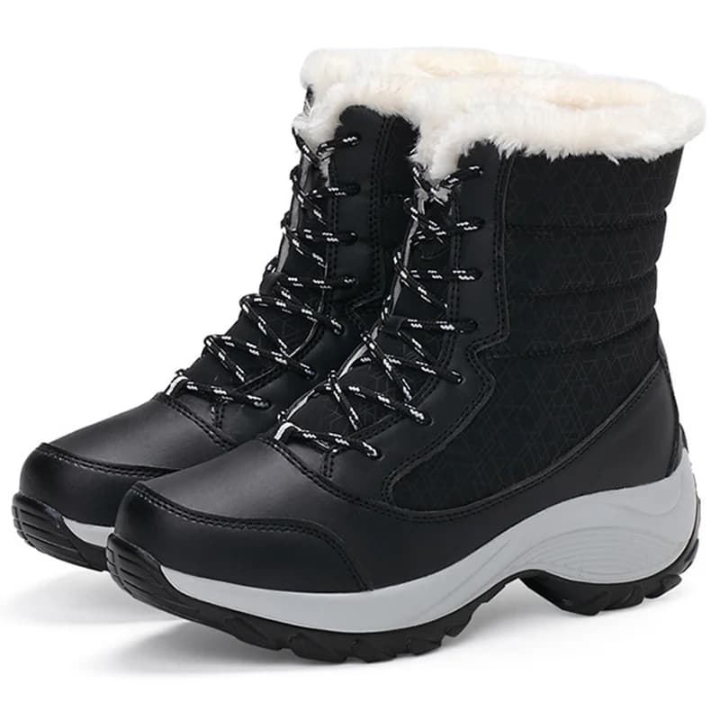 Botas femininas botas de salto para sapatos de inverno mulher manter quente pele botas mujer 2025 botas de neve sapatos plataforma branco preto bota