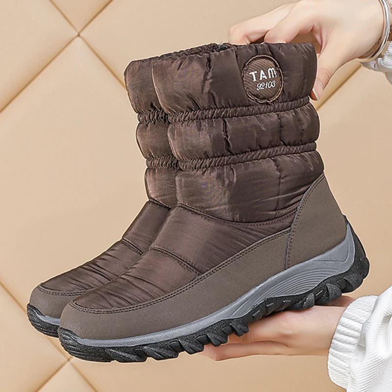 Botas mulher neve novos sapatos plataforma mulher sapatos moda à prova dwaterproof água meados de botas altas plataforma botas mujer inverno meninas botas