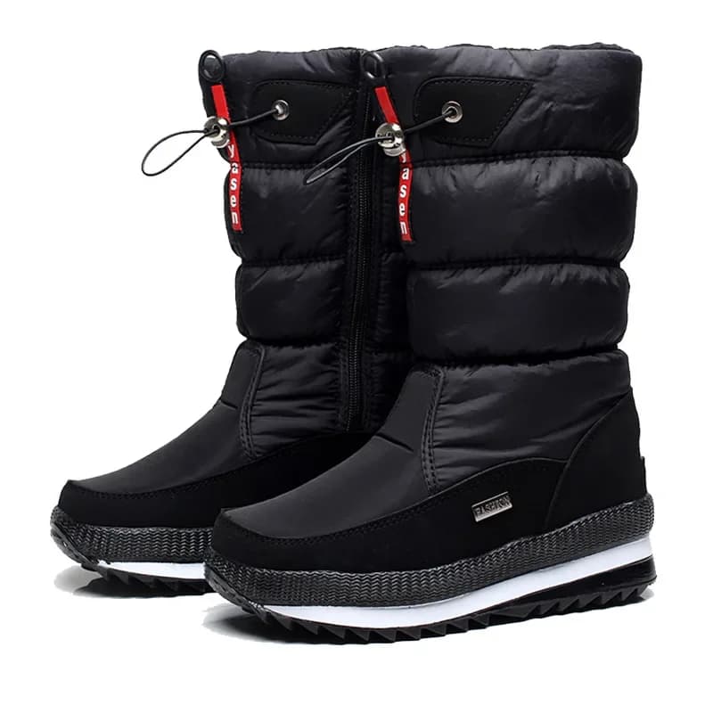 Botas de inverno grossas de pelúcia à prova dwaterproof água antiderrapante botas moda feminina sapatos de inverno botas de pele quente mujer botas de neve plataforma