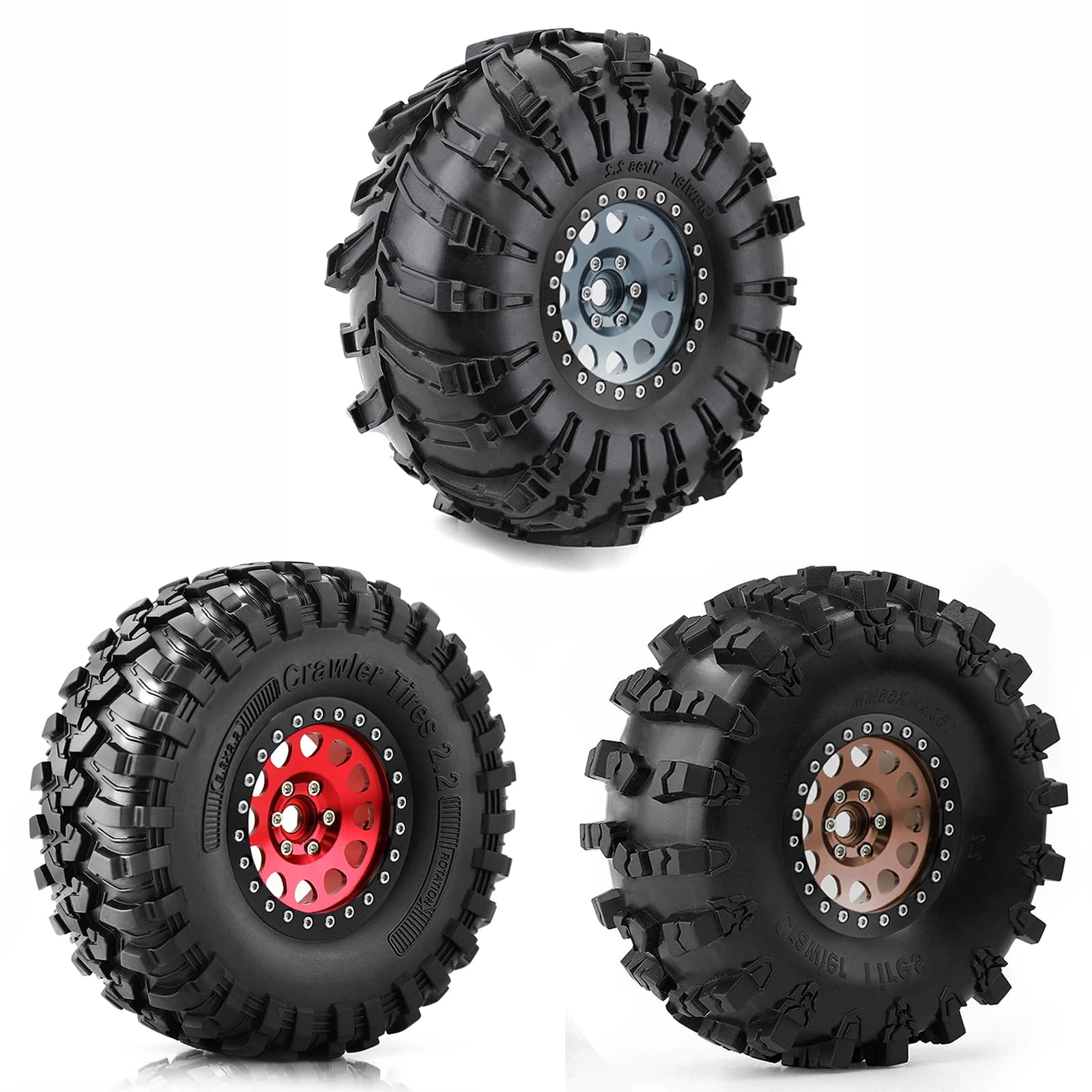 4 unidades 2.2 "Beadlock aro da roda conjunto de pneus de borracha para 1/10 RC Crawler TRX-4 Axial SCX10 90046 D90 Voodoo KLR