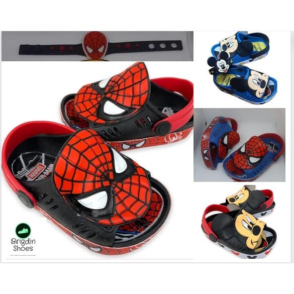 Sandália infantil masculina Homem-Aranha vermelho e preto