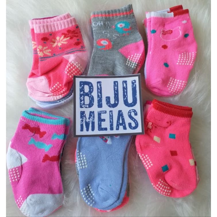 Pacote 12 pares meia bebê menina e menino (24 meias) atacado kit 12 pares