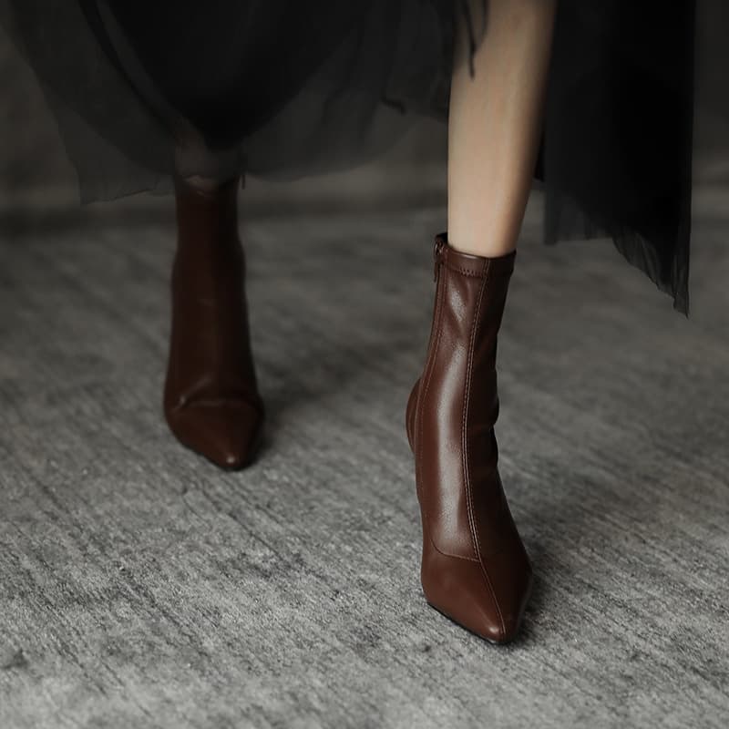 Botas finas dedo do pé apontado botas de salto alto botas curtas femininas outono inverno botas únicas ins Sexy botas el