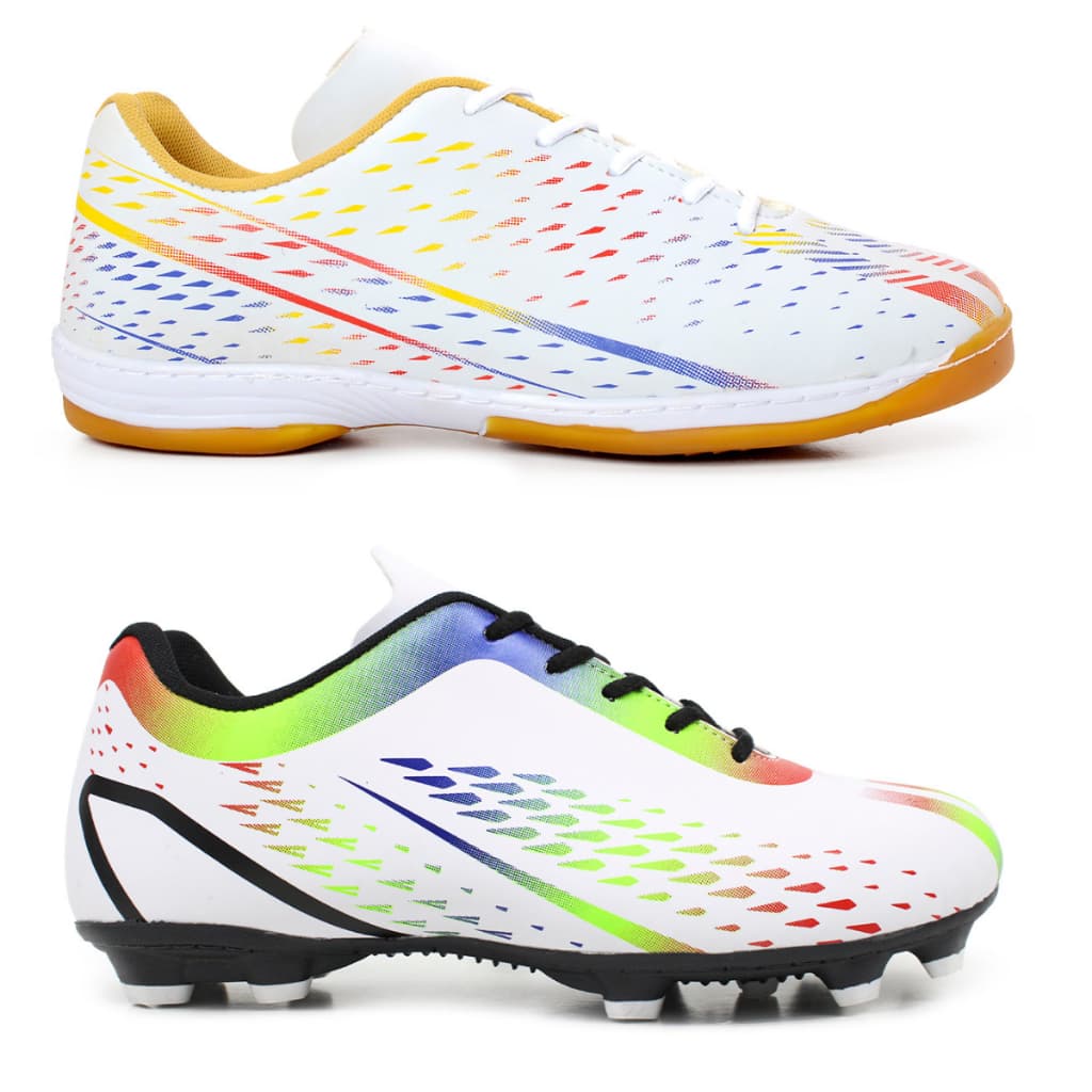 Combo Chuteira Campo Com Travas + Chuteira Futsal Premium Original Resistente Confortável Promoção Revenda