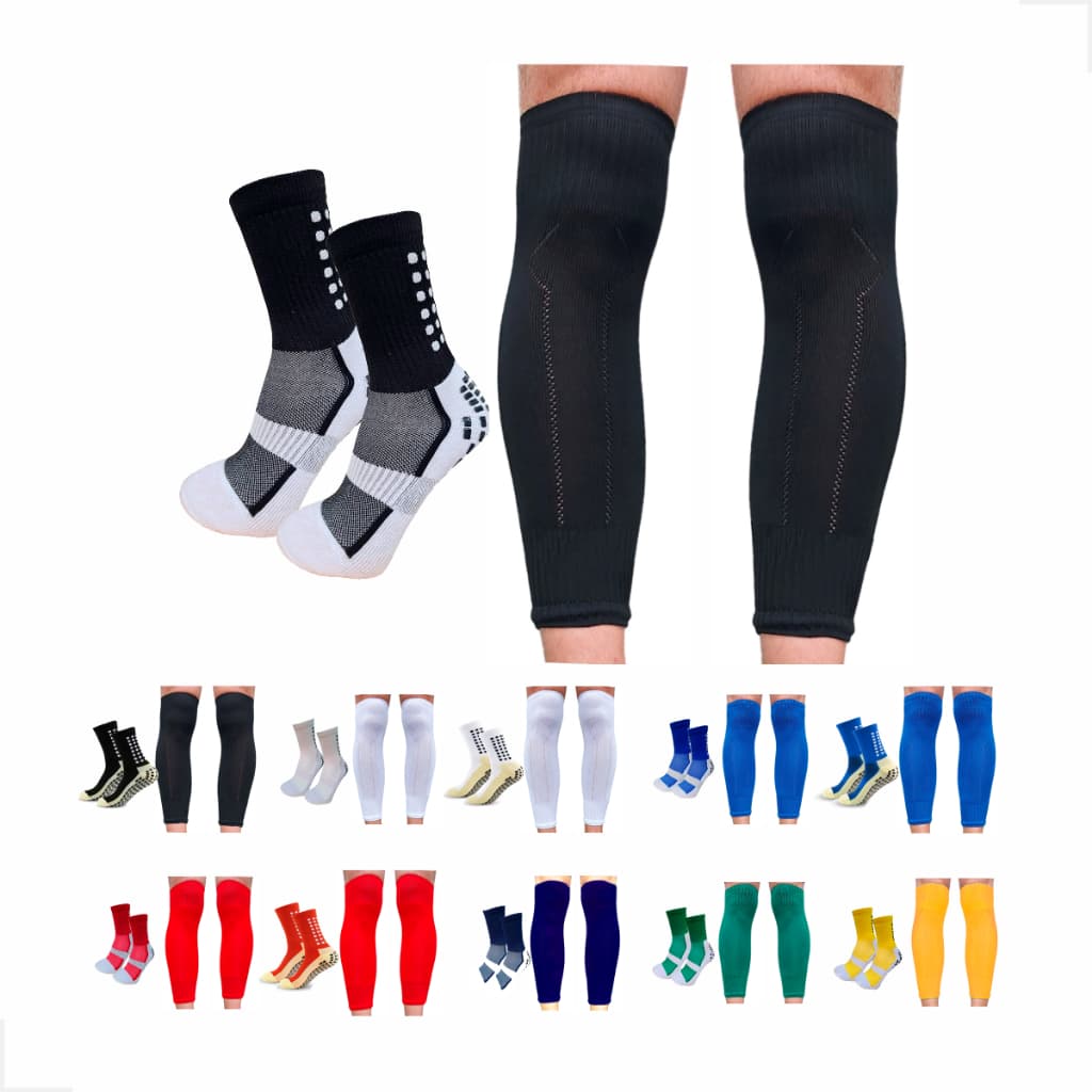 Kit Meia Antiderrapante Futebol Meião Cortado Treino Canelito Meiao