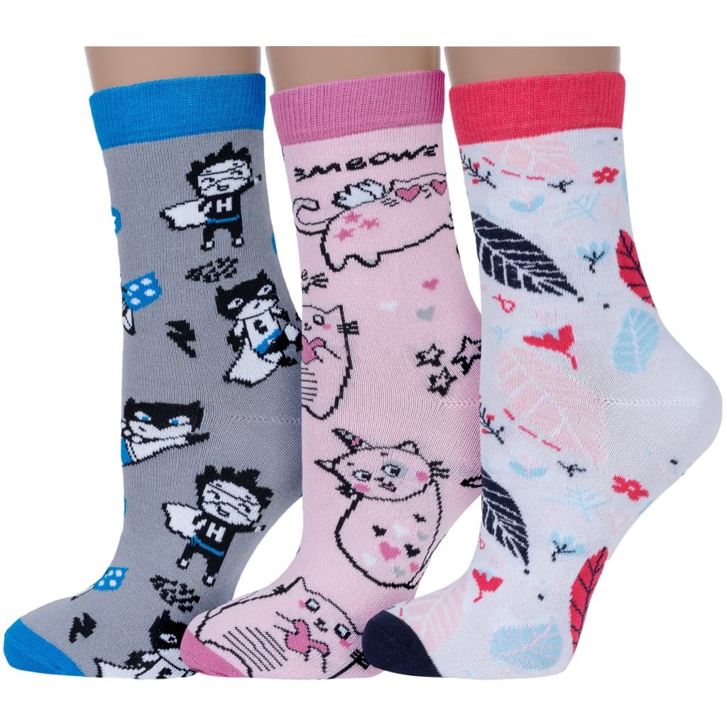 Kit 3 Pares de Meias Feminina Cano Alto Longo Feminino Divertida Feminina Oferta Estampadas  Cano Longo Coloridas