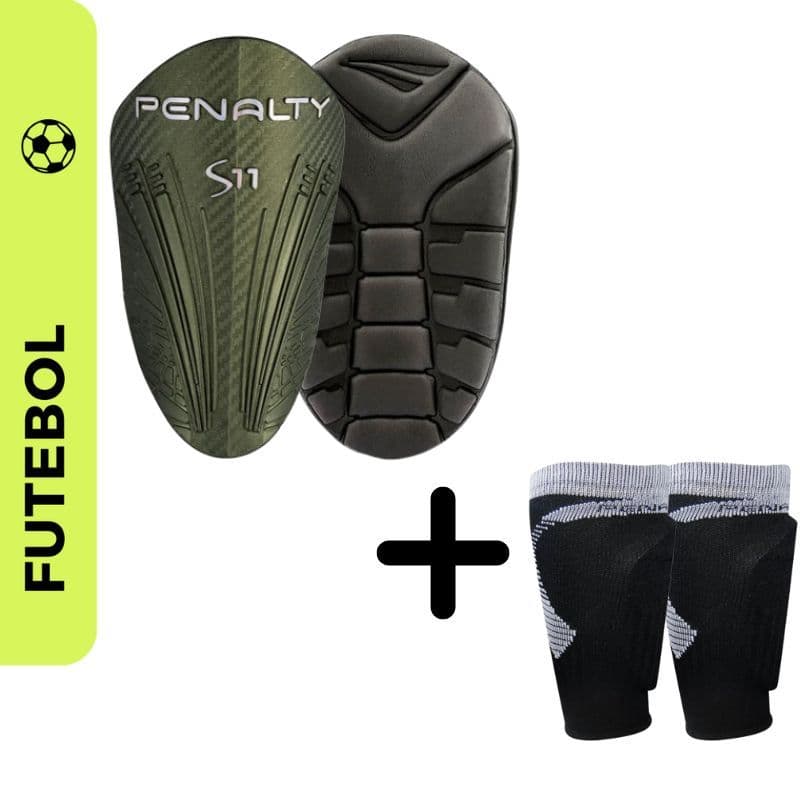 Caneleira Futebol Penalty Pró S11 + Suporte Caneleira