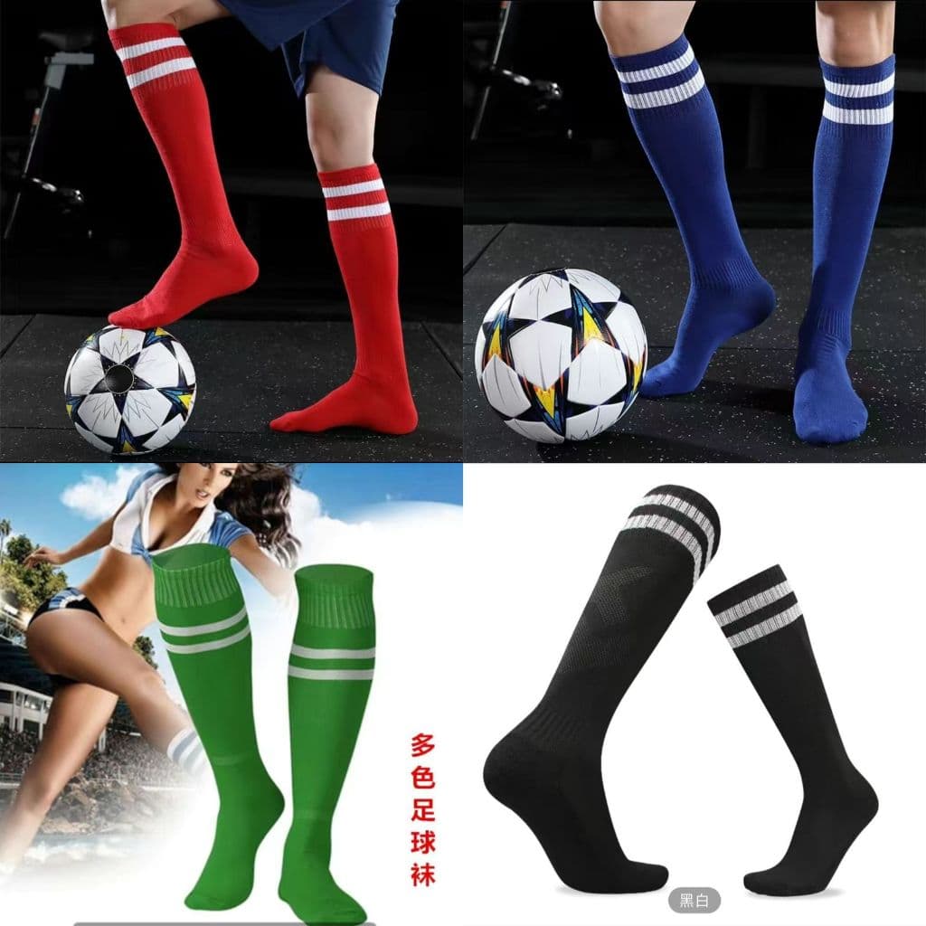 Kit 6 par Meias de futebol para homens/mulheres, meias de futebol para adultos sobre o joelho, meias longas esportivas com fundo de toalha espessado, antiderrapantes e respiráveis, kit 6 par ( 3 preto+1 zul +1 verde+1 vermelho).tamahno unico 38-44