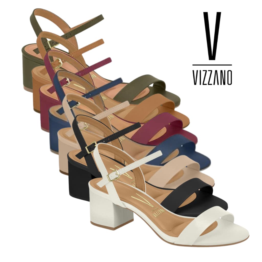 Sandalia De Salto Vizzano Original Feminina Salto Bloco Casual Conforto Sandalia Fecho Fivela Lancamento Dia A Diaa