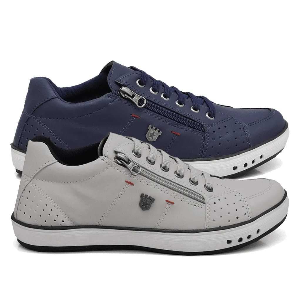 Kit 2 Pares Sapatenis Casual esportivo Combo Sapato Com Zíper elástico Tênis Confortável festas