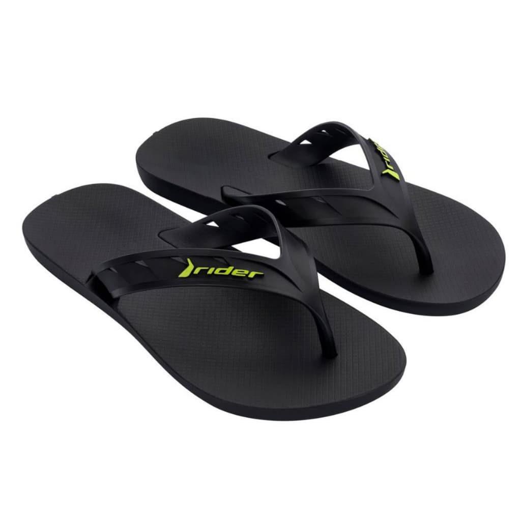 Chinelos Masculinos Rider Street Dedo Original Pretos com Detalhes Verdes