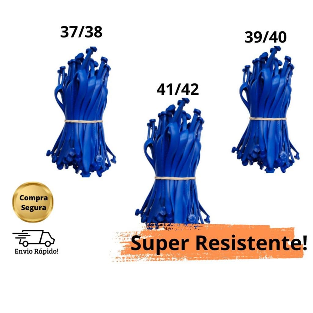 Kit com 30 pares de tiras de alça para chinelos, tamanhos 37/38, 39/40 e 41/42, resistentes e seguras.