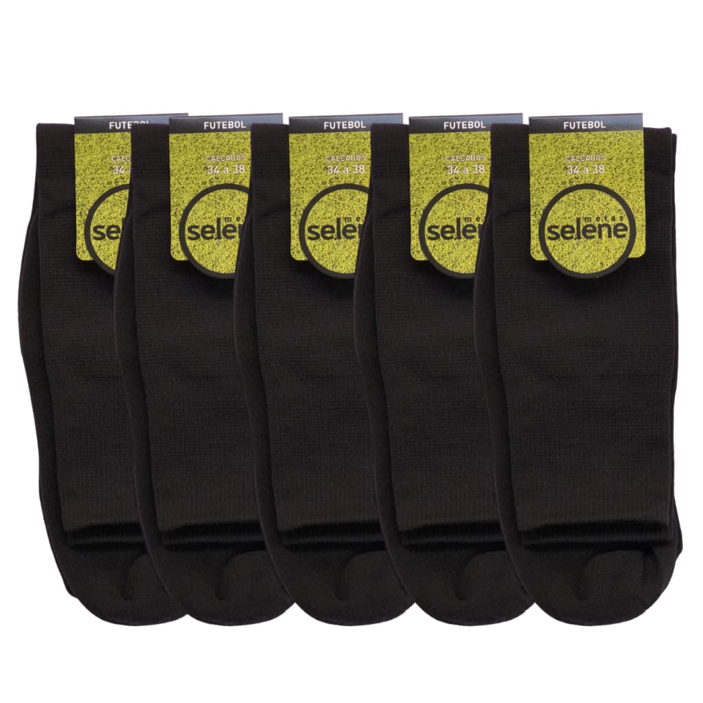 Meião Preto Poliamida Futebol Militar Uniforme Kit 5 Pares Meiao Cano Alto Meiao Society Campo Indoor Meiao Coturno