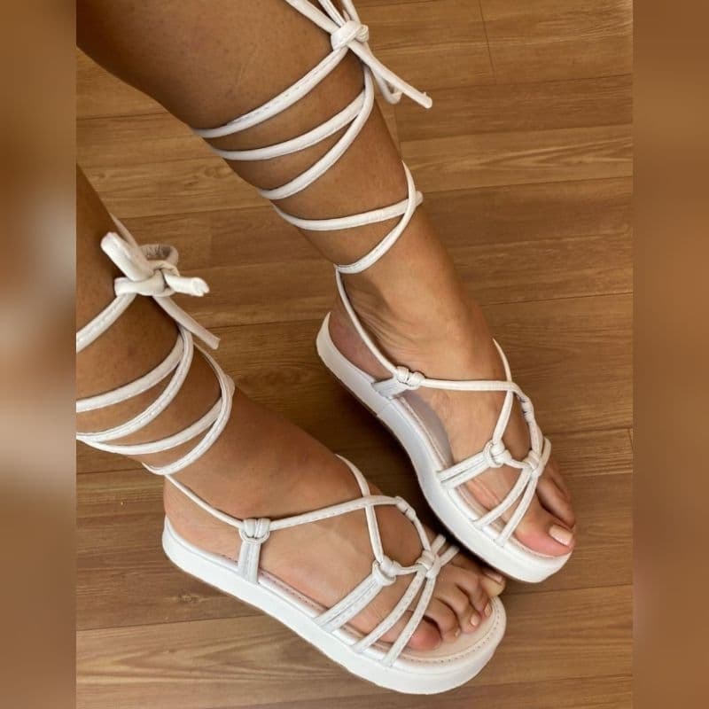 sandália rasteirinha papete birken gladiadora sandalia feminina de amarrar na perna