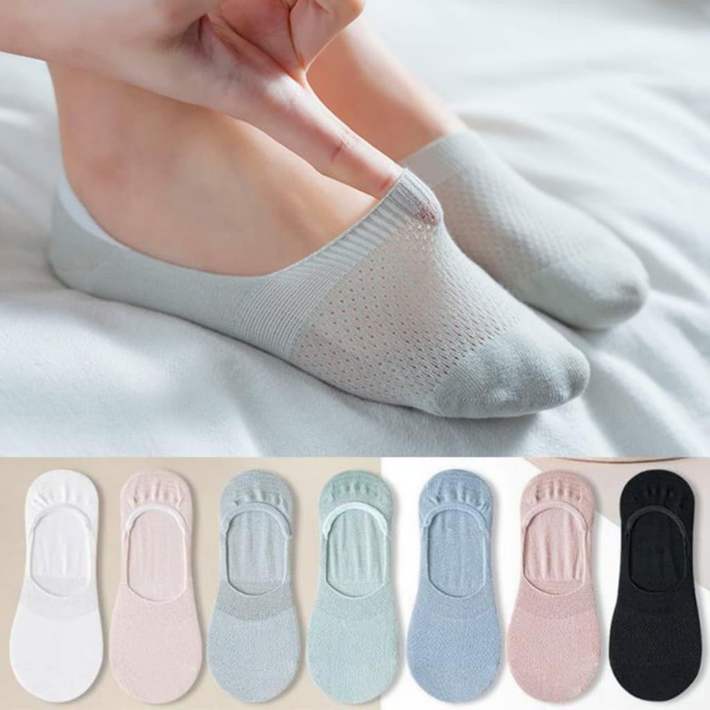 Kit 12 Pares Meia Sapatilha Feminino Meia Soquete Invisível com Silicone Meias Femininas Algodão