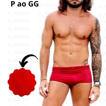 Sunga Vermelha com forro branco- Sunga tradicional - Sunga box - Sunga verão 2022