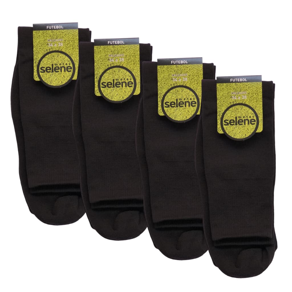 kit Meião Futebol Treino Meia Selene Promoção 4 Pares Militar Coturno Cano Alto Meiao Society Campo Indoor