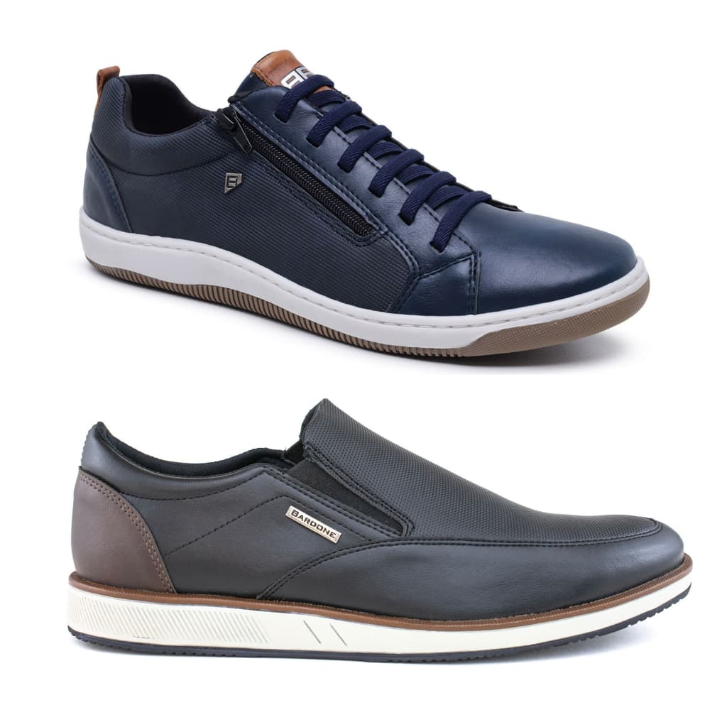 Kit 2 Sapatênis Estilo Social SlipOn & Sapatênis Casual Urban Confort
