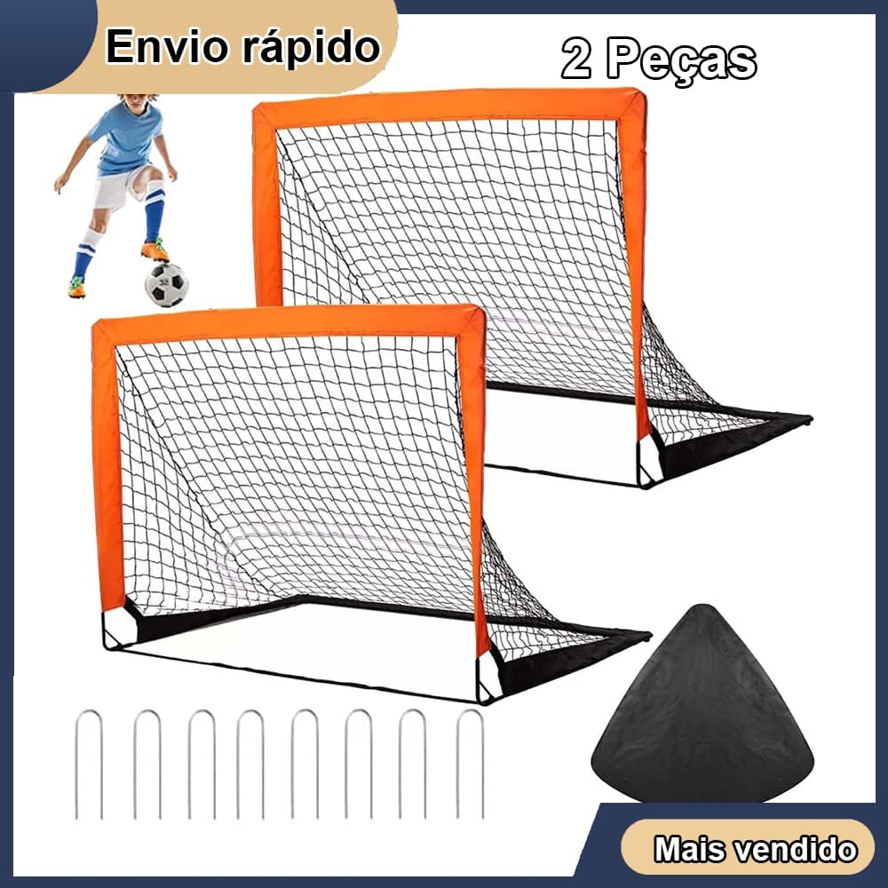 2 x 120*90cm cor de laranja Poste de gol de futebol Gol de futebol para jardim ao ar livre Rede de gol de futebol