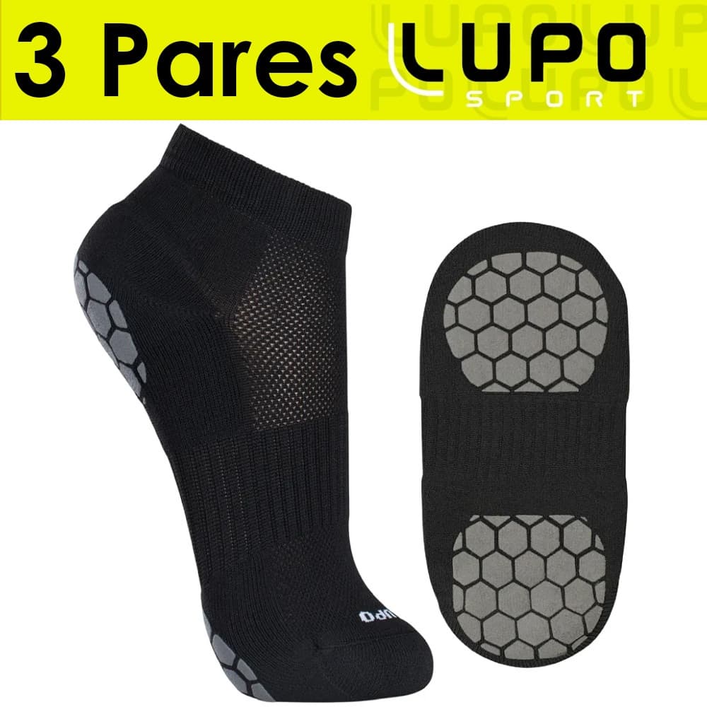Kit 3 Pares Meia Lupo Pilates unissex Cano Curto Esportiva Meia Antiderrapante Algodão Confortável