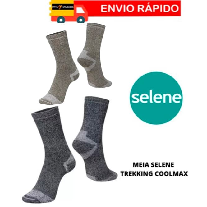 Meia coturno grossa Selene Trekking Coolmax Botas Caminhadas trilha