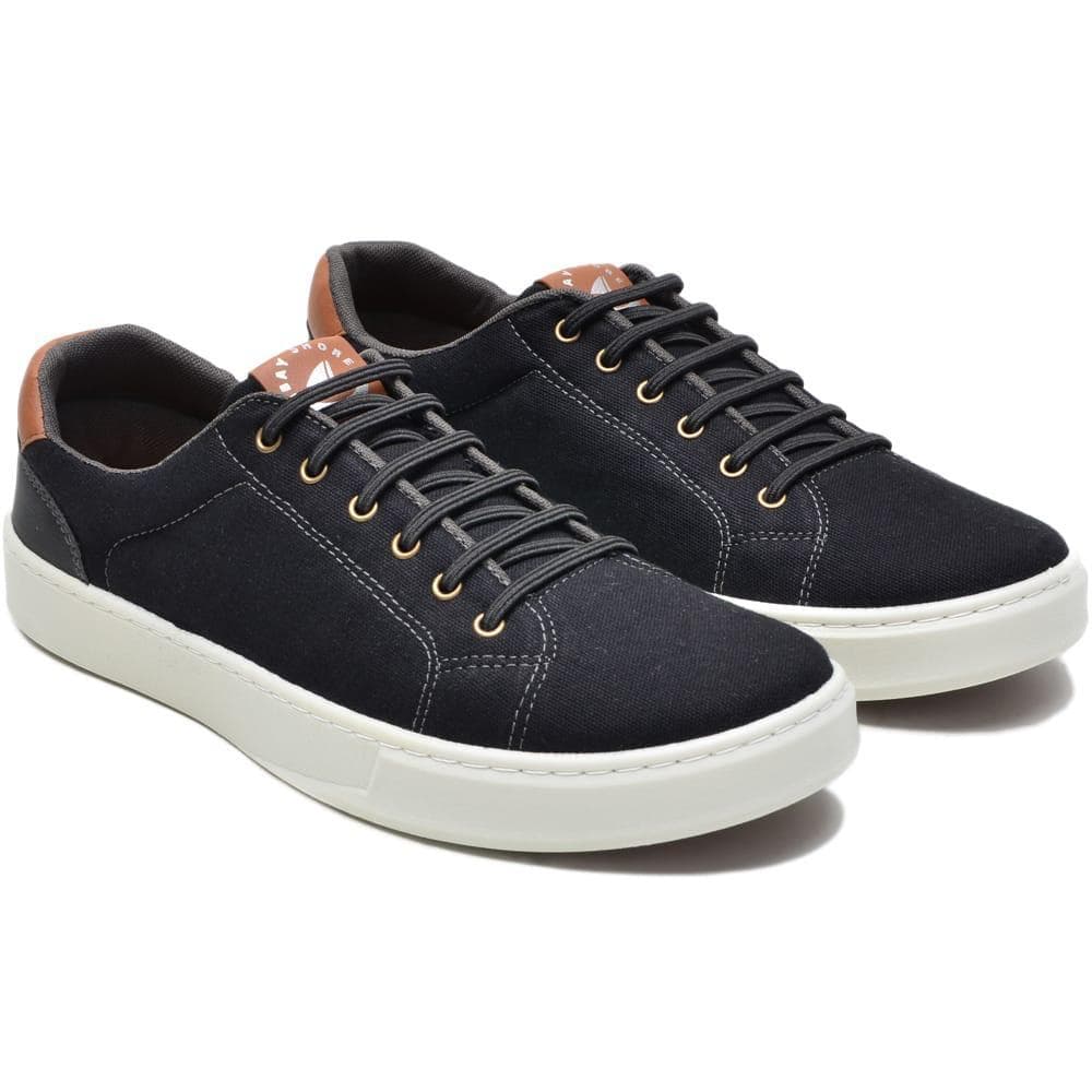 Par de sapatênis masculino estilo casual com detalhes em couro e solado em borracha