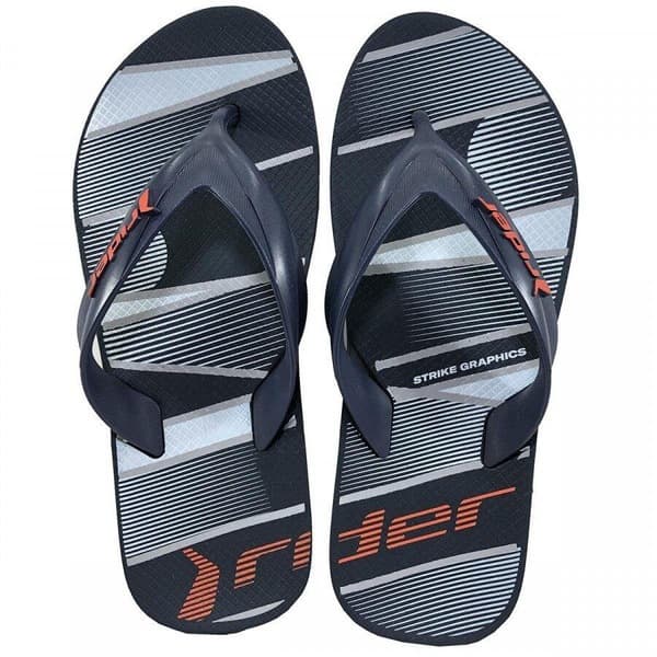 Chinelo Masculino Rider Street Strike Dedo Original - Preto e Cinza com Listras