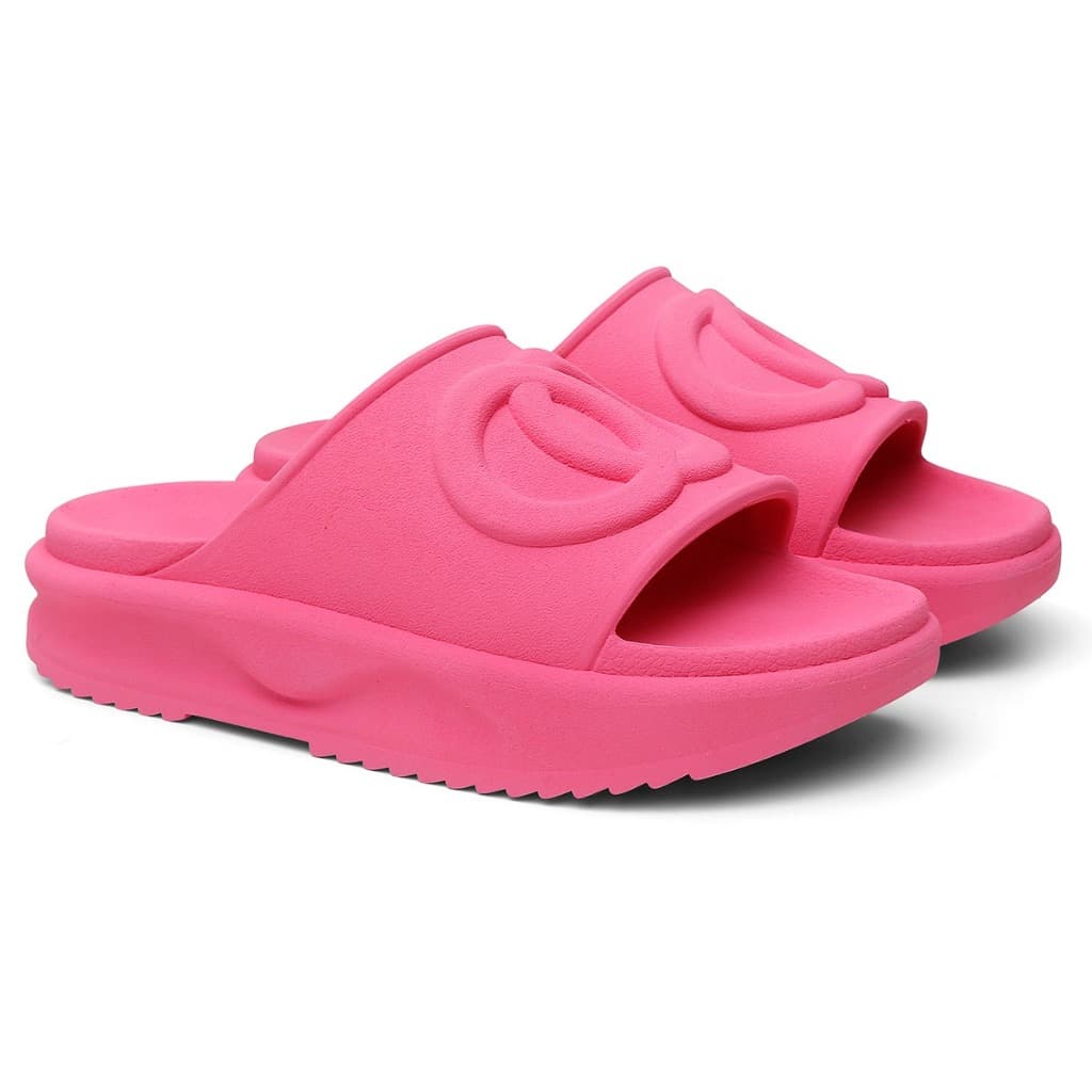 Chinelo rosa slide feminino plataforma macia onda