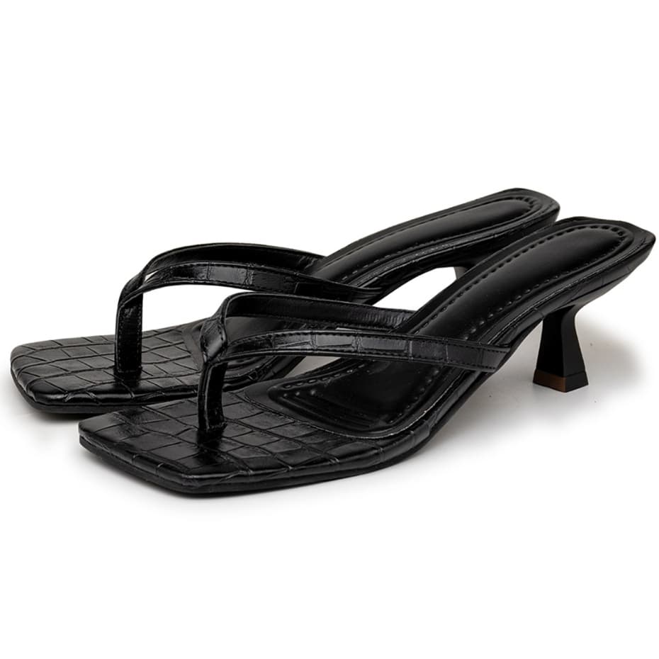 Tamanco Sandália Feminino Aberta de Dedo Croco Salto Kitten Heels Confort