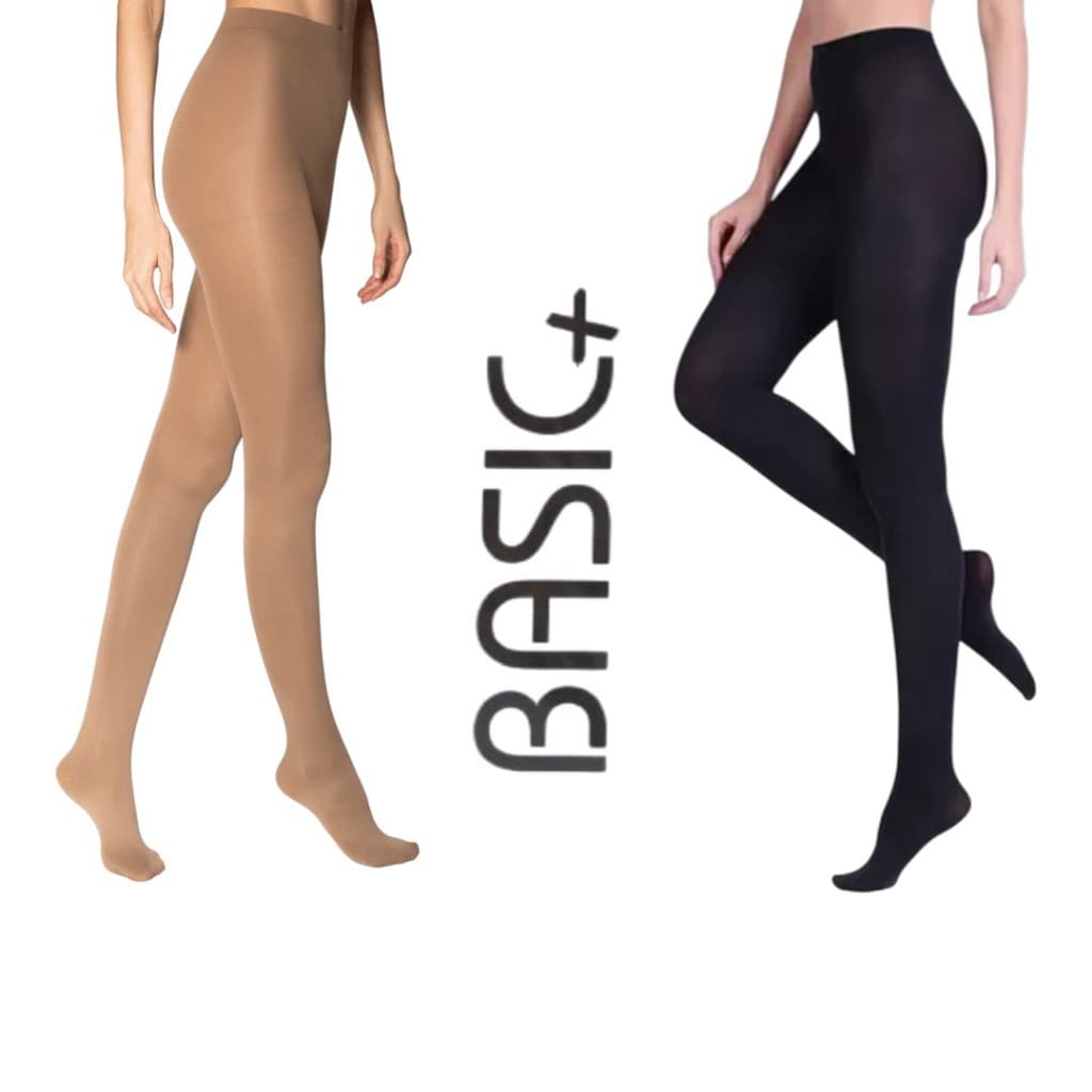 Meia Calça Feminina Opaca  Elastano Basic+ Fio 40 e 80 Tamanho P M G EG Preto e Natural Meia Inverno