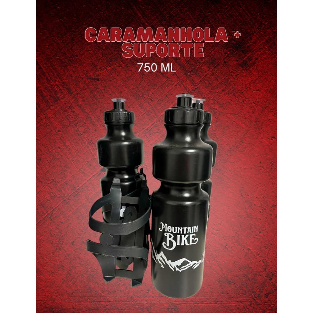 Suporte para garrafa bike + garrafa squeeze 750 ml caramanhola bike ciclismo Suporte de garrafa para bicicleta suporte