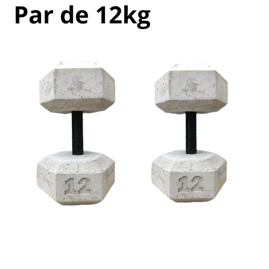 Par de Halter de 12kg - Halter sextavado de cimento sem acabamento Treino em casa - Halter de 12kg