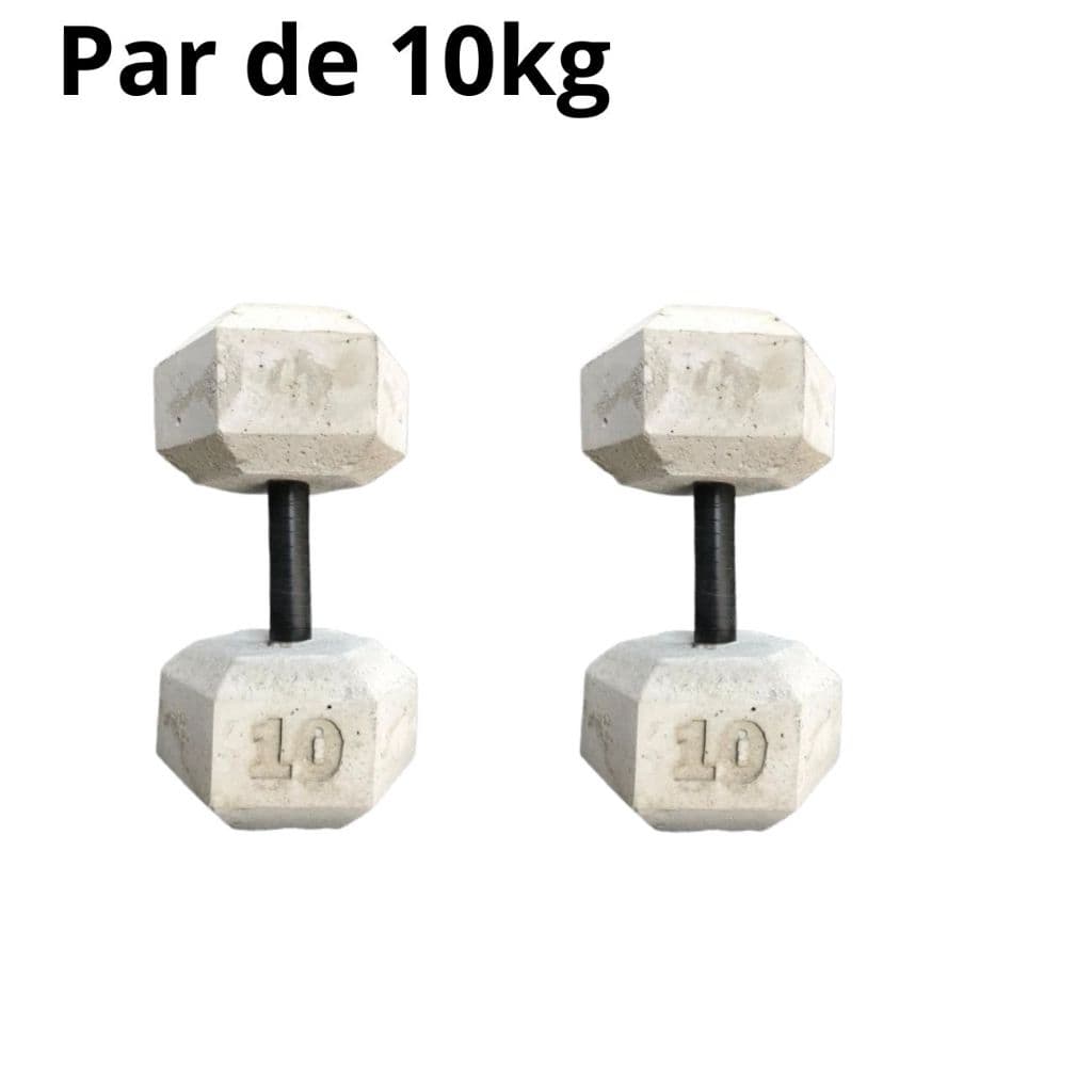 Par de Halter de 10kg - Halter sextavado de cimento sem acabamento Treino em casa - Halter de 10kg