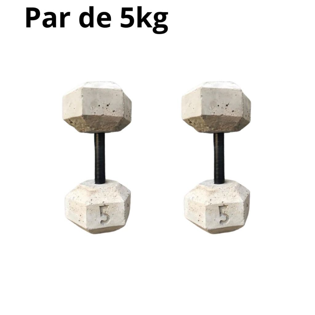 Par de Halter de 5kg - Halter sextavado de cimento sem acabamento Treino em casa - Halter de 5kg