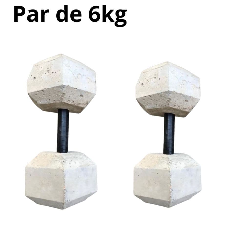 Par de Halter de 6kg - Halter sextavado de cimento sem acabamento Treino em casa - Halter de 6kg