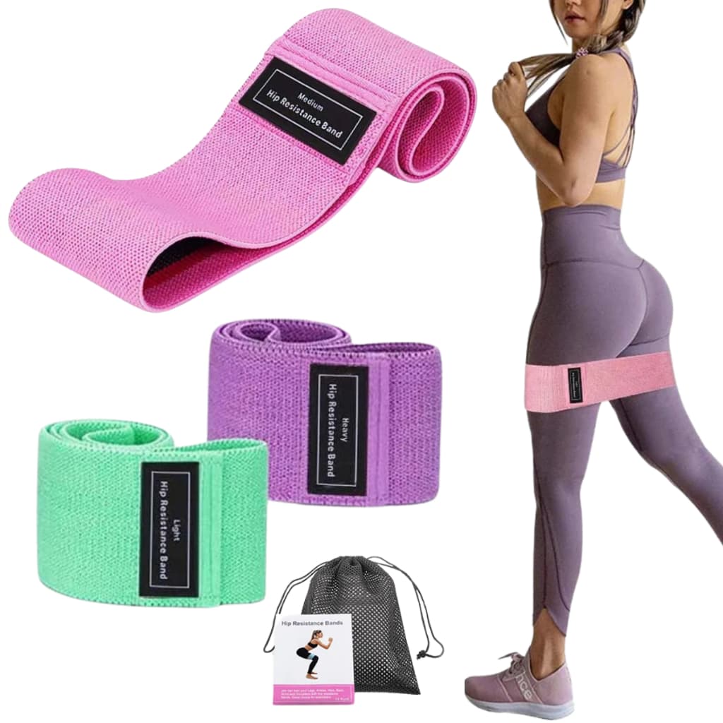 Kit 3 Faixa Elastica Hip Mini Band Treino Exercicio Academia Super Bands Hip Bands Funcional Yoga