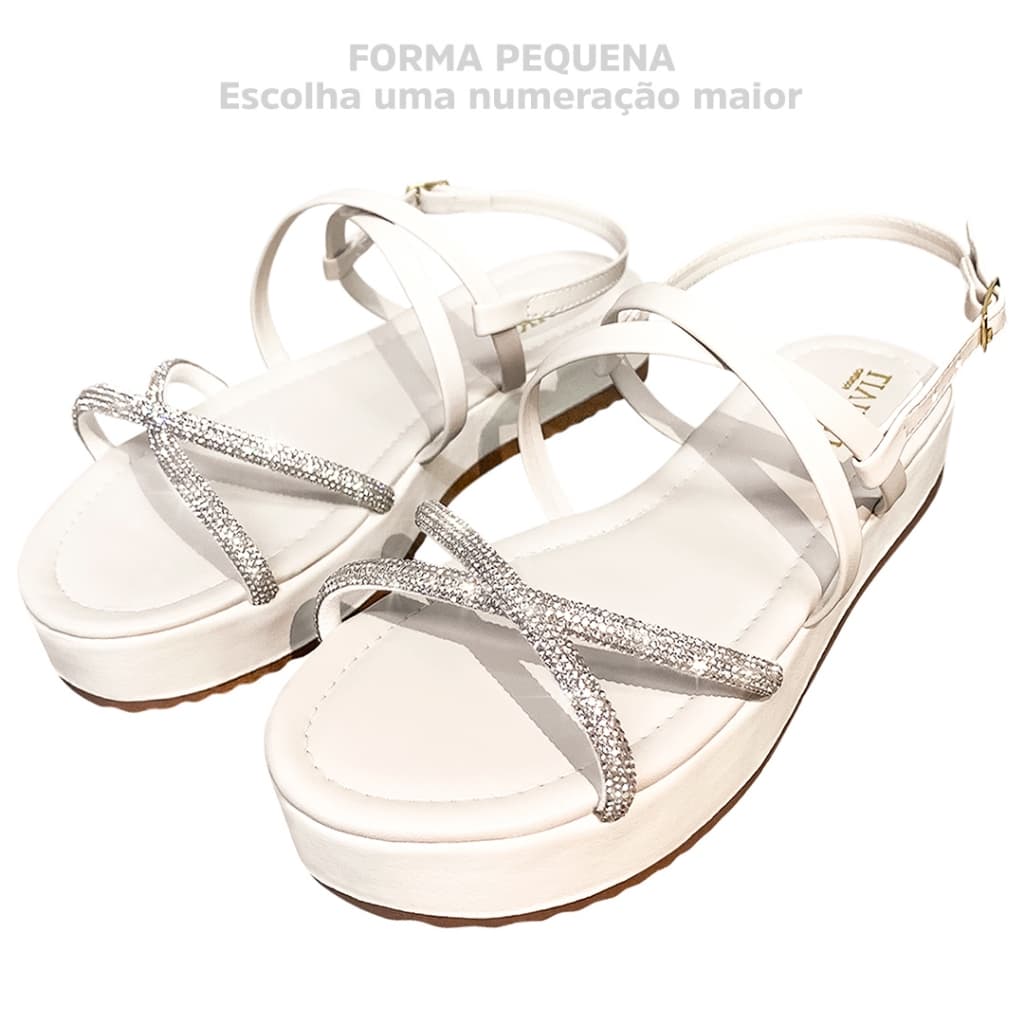 Papete Sandália  Feminina com Strass Birken Flatform Sandalia Plataforma Confortável Ref. 30/33
