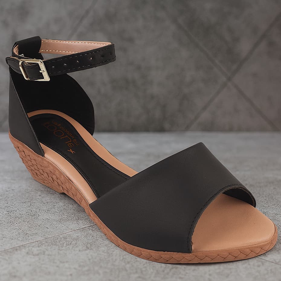 Sandália Salto Baixo Anabela Feminina Calcanhar Fechado Espadrille Confortável Leve Promoção Cristy