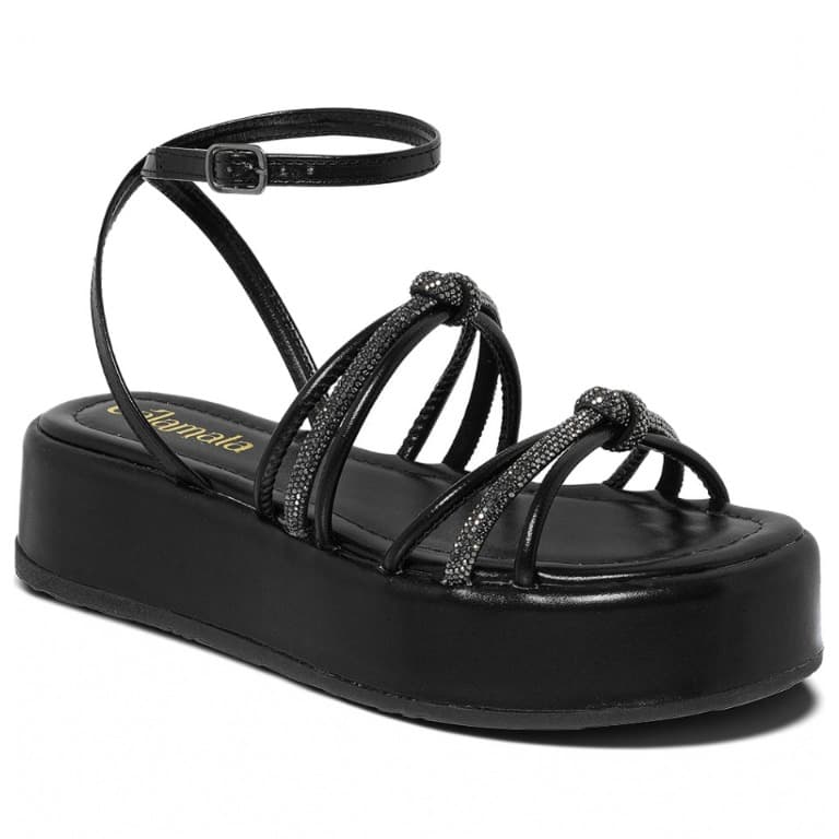 Flatform Strass Sandália Feminina Casual Flat Papete Sandália Confortável Calamata
