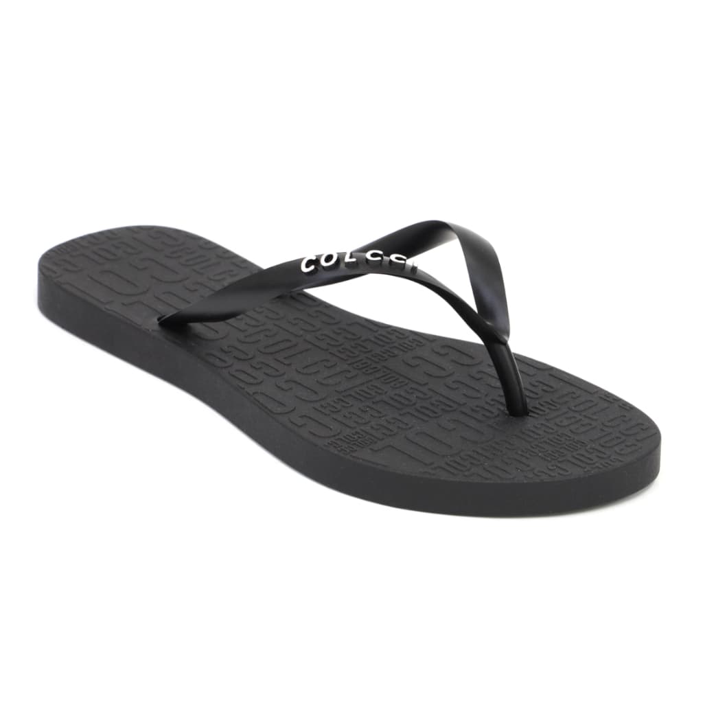 Chinelo feminino preto Colcci com logo branco