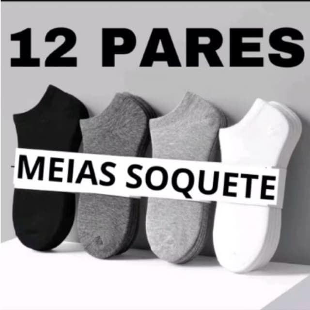 Kit com 12 pares de Meia soquete básica - meias inverno kit de meia  cores neutras meia invisível to