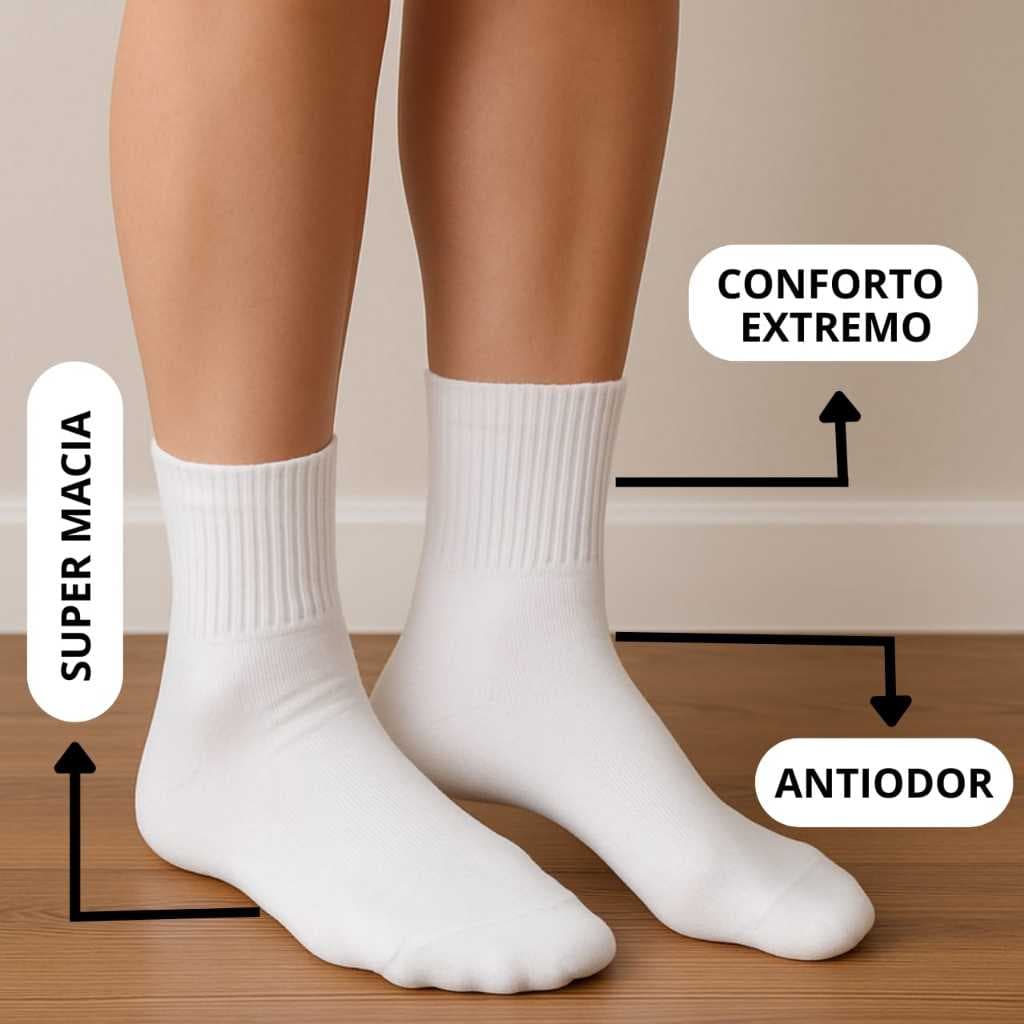 Kit 12 Pares Meia Cano Alto Meias Unisex Cano Médio Cano Longo Médio Veste 36 a0 44