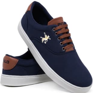 Tênis masculino Polo Boxster azul marinho com sola branca