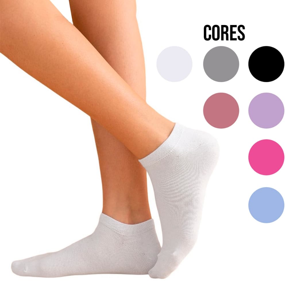 Kit 12 Pares Meia Soquete Cano Curto Feminina Meia feminina Soquete Kit meias Femininas Esportivas
