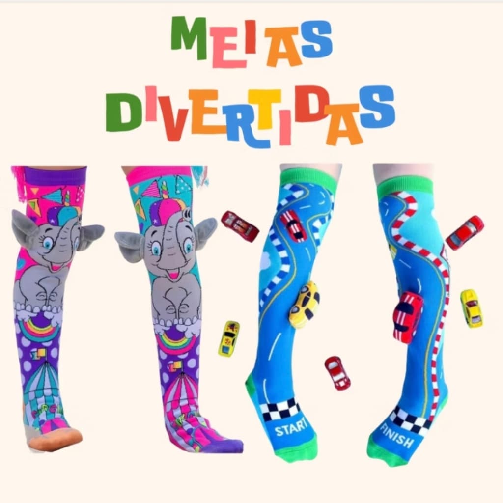 MEIAS INTERATIVAS 3D -  PERSONAGENS - ESTAMPAS- DESENHOS- FESTA- MENINO MENINA- TAMANHO UNICO- MEIA MALUCA