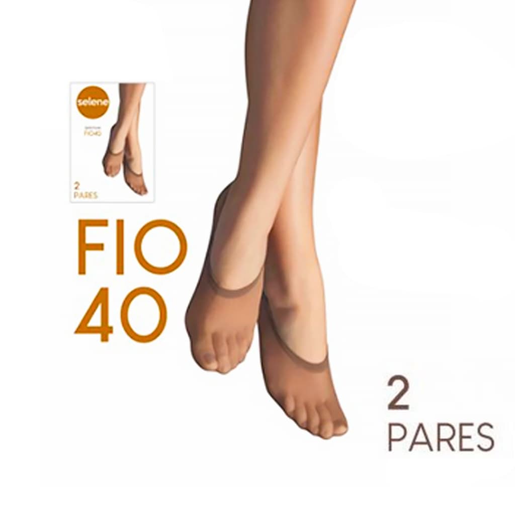 2 Pares Meia Sapatilha Fio 40 Qualidade Resistente SELENE Natural ou Preta em Poliamida Meias Curtas Invisivel Social