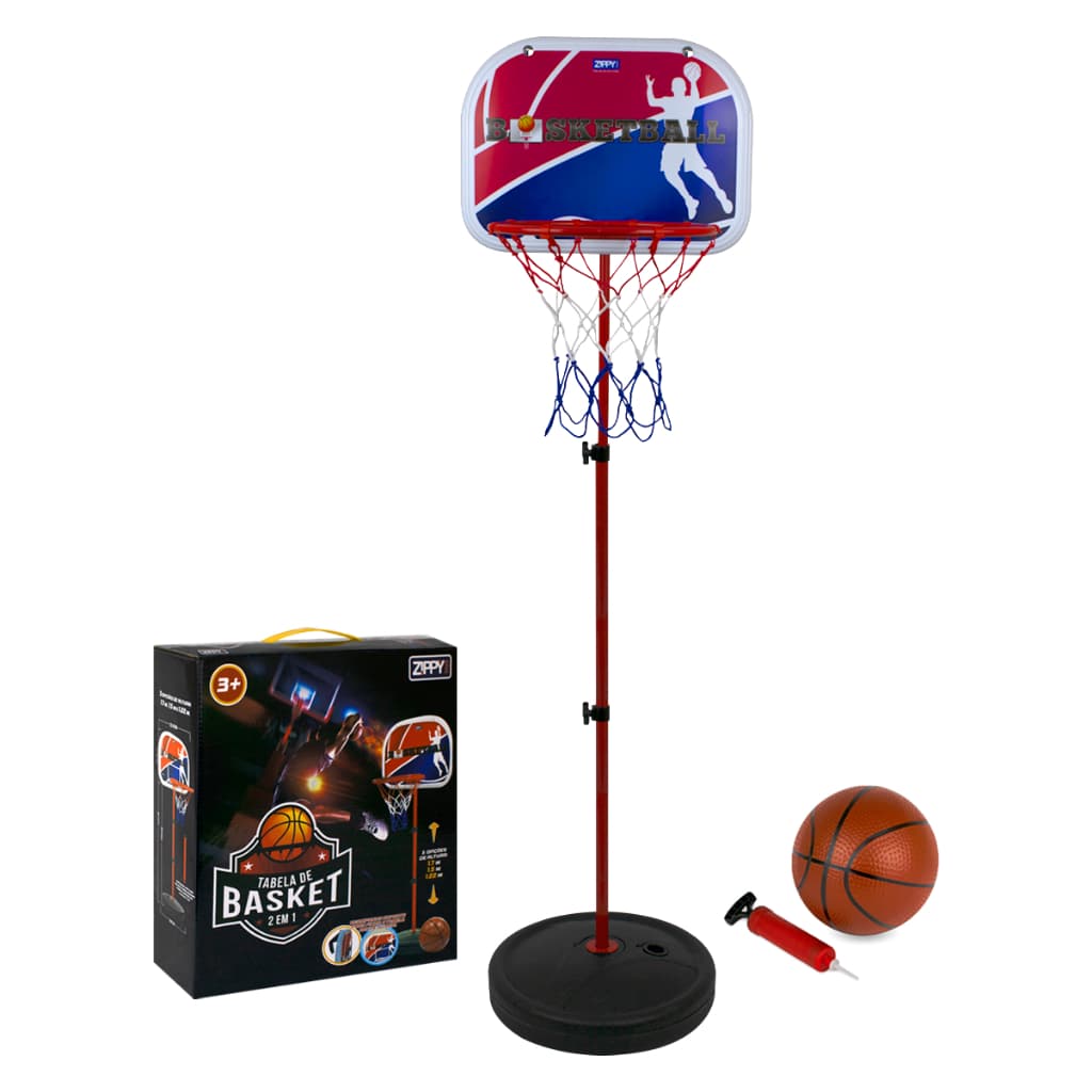 Kit Basquete Infantil Tabela Cesta Com Pedestal Regulavel Ate 170cm Ou Suporte Parede Brinquedo Kids Zippy Toys Basketball 2 Em 1 Mini Basquete Movel Portatil